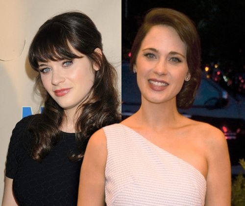 Zooey Deschanel with & without bangs