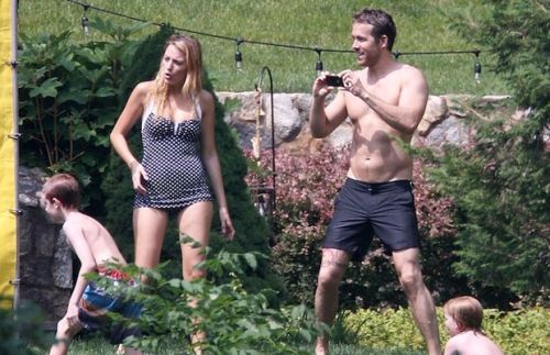 Blake Lively and Ryan Reynolds playing with children